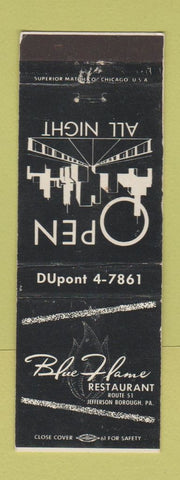 Matchbook Cover - Blue Flame Restaurant Jefferson Borough PA WEAR