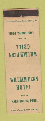 Matchbook Cover - William Penn Hotel Harrisburg PA