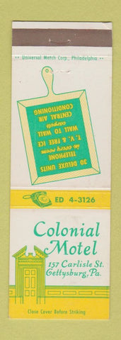 Matchbook Cover - Colonial Motel Gettysburg PA