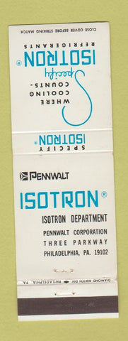 Matchbook Cover - Isotron Department Pennwalt Philadelphia PA refrigerants