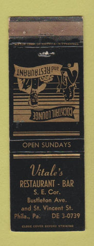 Matchbook Cover - Vitale's Restaurant Bar Philadelphia PA WORN