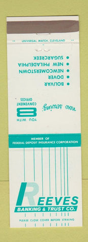 Matchbook Cover - Reeves Banking and Trust Bolivar Dover Newcomerstown OH
