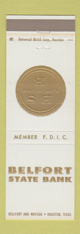 Matchbook Cover - Belfort State Bank Houston TX