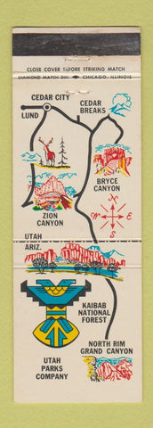Matchbook Cover - Utah Parks Company Union Pacific Railroad Cedar City UT