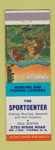 Matchbook Cover - The Sportscenter Parma OH sporting goods baseball