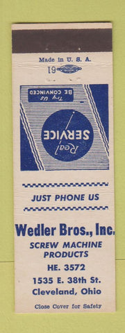 Matchbook Cover - Wedler Bros Screw Machine Products Cleveland OH