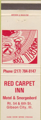 Matchbook Cover - Red Carpet Inn Gibson City IL