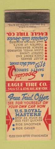 Matchbook Cover - US Royal Masters Tires New York City WORN