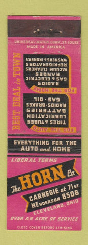 Matchbook Cover - Horn Radio oil gas Cleveland OH Cooper Tire Ashtray