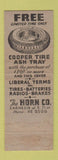 Matchbook Cover - Horn Radio oil gas Cleveland OH Cooper Tire Ashtray