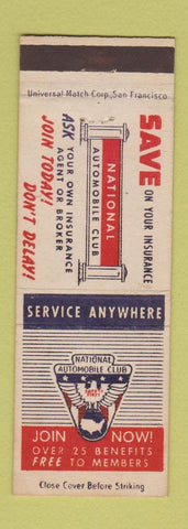 Matchbook Cover - National Automobile Club