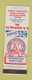 Matchbook Cover - Amstrong Tires Laytonsville MD GD Armstrong WEAR
