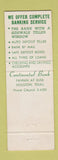 Matchbook Cover - Continental Bank Houston TX