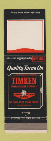 Matchbook Cover - Timken Roller Bearings Canton OH