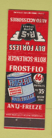 Matchbook Cover - R&S Auto Parts Frost Flo Roth Schlenger NJ Rosco oil