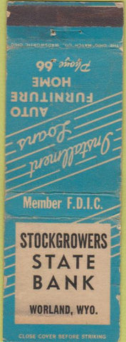 Matchbook Cover - Stockgrowers State Bank Worland WY WORN