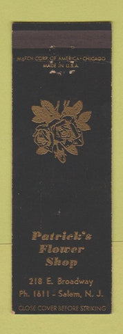 Matchbook Cover - Patrick's Flower Shop Salem NJ