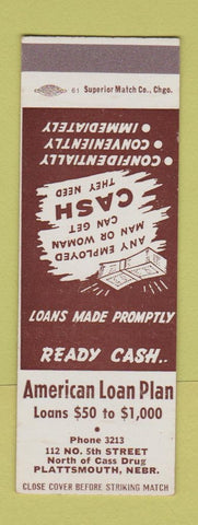 Matchbook Cover - American Loan Plan Plattsmouth NE SAMPLE