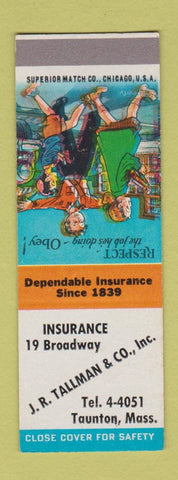 Matchbook Cover - JR Tallman Insurance Taunton MA SAMPLE