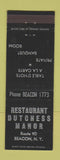 Matchbook Cover - Restaurant Dutchess Manor Beacon NY
