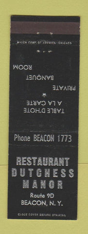 Matchbook Cover - Restaurant Dutchess Manor Beacon NY