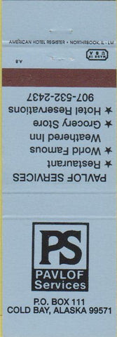Matchbook Cover - Pavlof Services Cold Bay AK