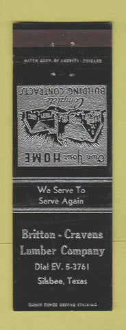 Matchbook Cover - Britton Cravens Lumber Silsbee TX