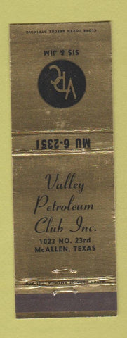 Matchbook Cover - Valley Petroleum Club McAllen TX