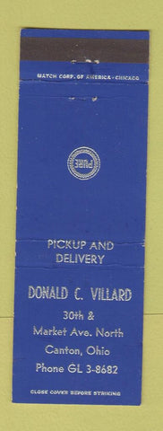Matchbook Cover - Pure oil gas Donald Villard Canton OH