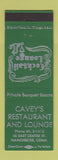 Matchbook Cover - Cavey's Restaurant Lounge Manchester CT