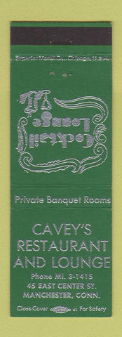 Matchbook Cover - Cavey's Restaurant Lounge Manchester CT