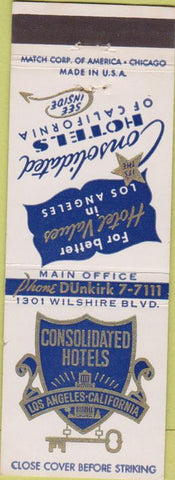 Matchbook Cover - Consolidated Hotels Los Angeles CA