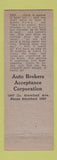 Matchbook Cover - Auto Brokers Acceptance Loans Chicago IL