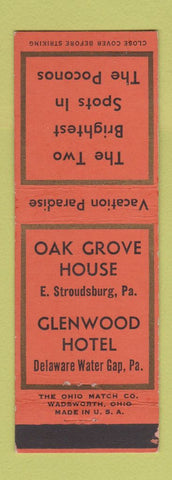 Matchbook Cover - Oak Grove House East Stroudsburg PA Delaware Water Gap