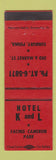 Matchbook Cover - Hotel K&L Sunbury PA