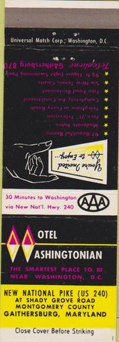 Matchbook Cover - Motel Washingtonian Gaithersburg MD