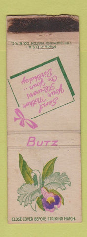 Matchbook Cover - Butz Flowers New Castle PA FTD WORN