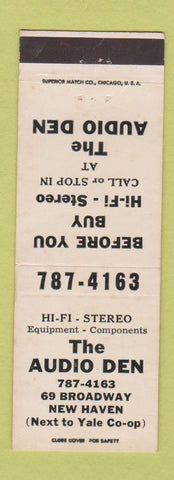 Matchbook Cover - Audio Den New Haven CT Marantz Garrard stereo WHITE