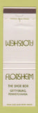 Matchbook Cover - Florsheim Shoes Gettysburg PA