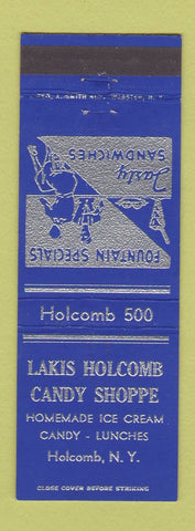 Matchbook Cover - Lakis Holcomb Candy Shoppe Holcomb NY low phone #