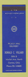 Matchbook Cover - Donald Villard Pure oil gas Canton OH