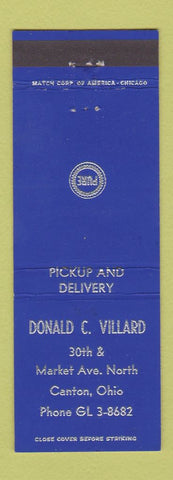 Matchbook Cover - Donald Villard Pure oil gas Canton OH