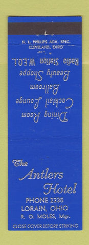 Matchbook Cover - Antlers Hotel Lorain OH