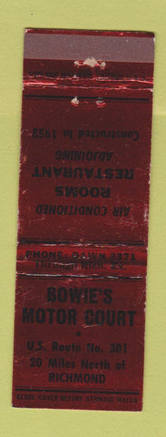 Matchbook Cover - Bowie's Motor Court Richmond VA WEAR