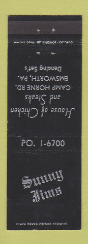 Matchbook Cover - Sunny Jims Restaurant Emsworth PA