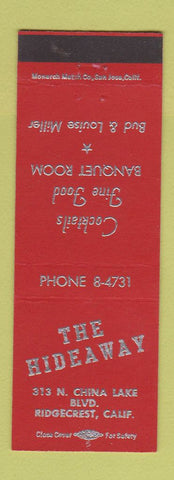 Matchbook Cover - The Hideaway Ridgecrest CA