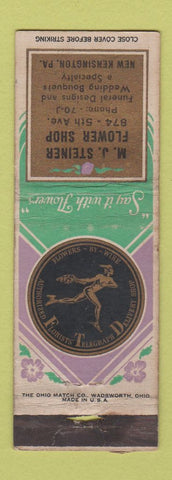 Matchbook Cover - MJ Steiner Flowers New Kensington PA FTD WORN