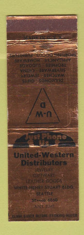 Matchbook Cover - United Western Distributors Seattle WA WEAR GOLD