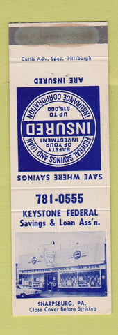 Matchbook Cover - Keystone Federal Savings and Loan Sharpsburg PA WEAR