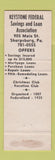 Matchbook Cover - Keystone Federal Savings and Loan Sharpsburg PA WEAR